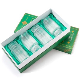 Vintage Art Deco Crystal Highball Ribbed Glass Set of 4 - Ripple, Collins Glassware 14oz Classic Crystal Cocktail Glasses Perfect for Water, Champagne, Beer, Juice, Tom Cocktails - Barware Tumblers