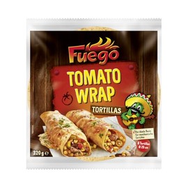 Fuego - Tortillas Tomato | Tomato Flavoured Wheat Flour Wrap | Ideal Base for Mexican Dishes | 20 cm Diameter | 320 g / 8 Pieces