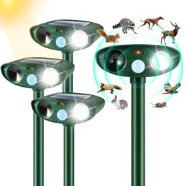 2025 Solar Ultrasonic Animal Repeller Outdoor Deer Repellent Devices Cat Deterrent with Motion Sensor & Flash Light, Squirrel,Dog,Raccoon,Skunk,Rodent,Coyote, Rabbit Repellent for Yard Garden Lawn