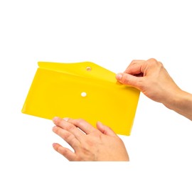 HERMA 20033 Document Wallets DIN Long (22 x 12 cm, Polypropylene) Transparent Pockets with Press Stud for School, University, Office, PP Envelopes in Yellow