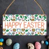 Happy Easter Vibrant Wooden Rectangle Plaque - Easter-Themed Decor for