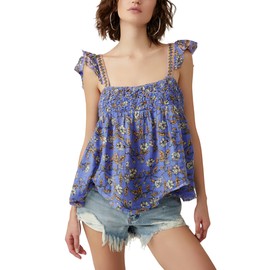 Free People Nala Printed Babydoll Cobalt Combo MD (Women's 8-10)