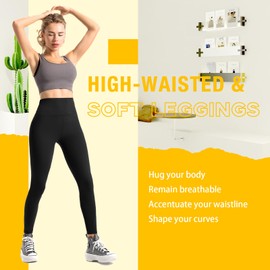 Sanpetix Sanpetix 3 Pack Black Leggings for Women, High Waisted Buttery Soft Leggings for Workout Running Yoga 3Black SM