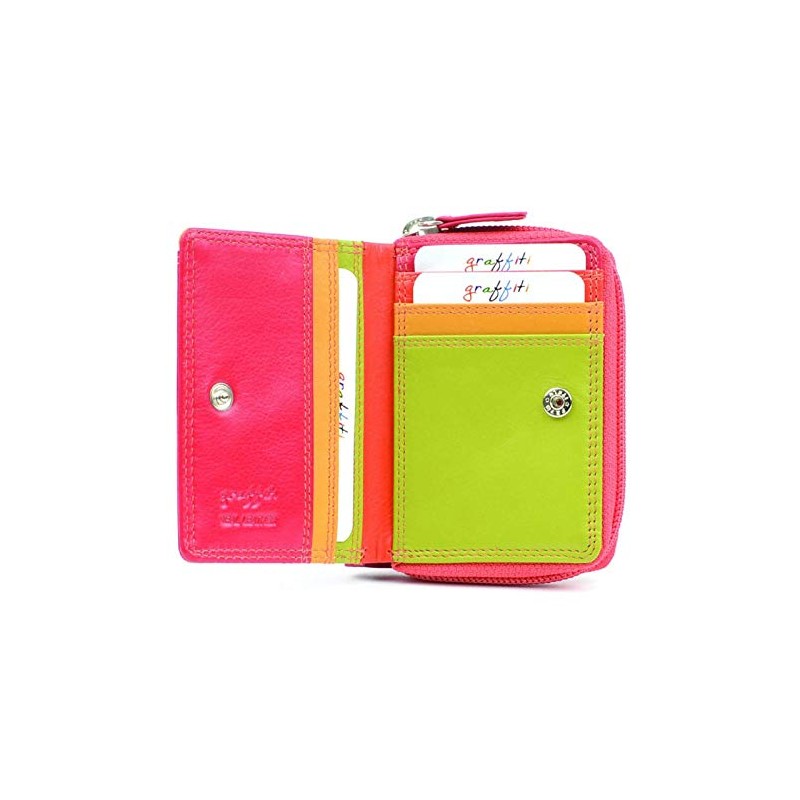 Graffiti Golunski RFID Small Leather Handbag Bright Colours 7.5 x