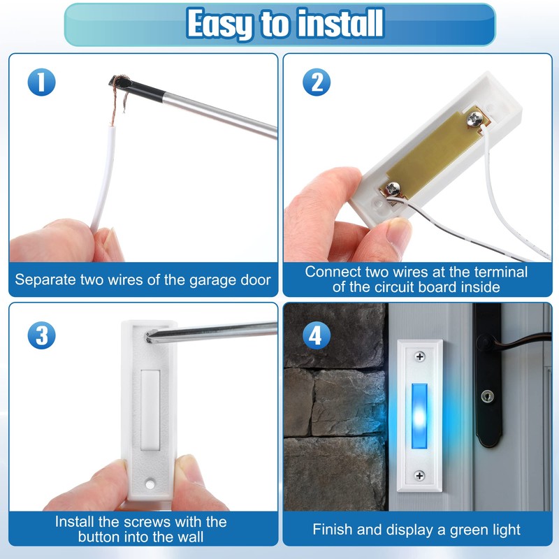 Saillong Lighted Doorbell Button, Wall Mounted Garage Door Switch with