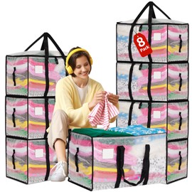 Moving Bags Heavy Duty Extra Large, Alternative for Moving Boxes & Moving Supplies, Packing Bags for College, Storage bags for Clothes with Handles, Lids & Zippers(Clear, 8 Pack)