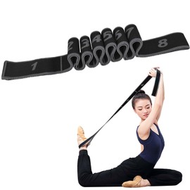 Anseom Yoga Stretching Strap, Stretching Band with 8 Loops, Yoga Stretch Strap, Fitness Stretch Band, Highly Elastic Gymnastics Band for Pilates, Dance, Gymnastics, Effective Stretching (Grey)