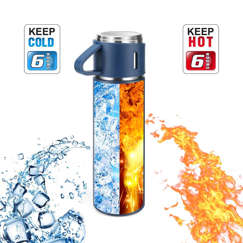 Vacuum Insulated Flask 500ml/17.6oz Stainless Steel Thermo Bottle with Cup