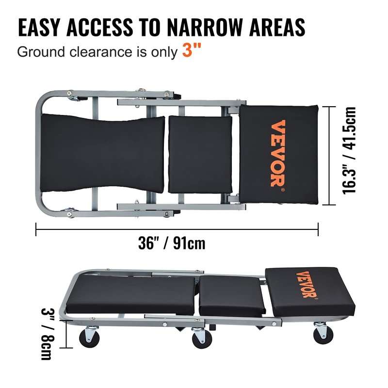 VEVOR Foldable Z Garage Creeper, 40 in, 450 lbs Load