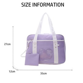 Cute Japanese Style Shoulder bag Cute Heart Shaped Wallet Large Handbag Purple