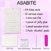 24 Pcs Rhinestones Press on Nails French Fake Nails with