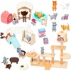 43-Piece Cat Figurine Playset - Realistic Pet Care Center &