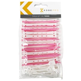 Kobe Professional Hairdressing Perm Rods with Rubbers - Non-Slip, Curling Tools for Wet/Dry Hair, Durable & Reusable - Ideal for Salons & Home Use - Pink/White 7 mm