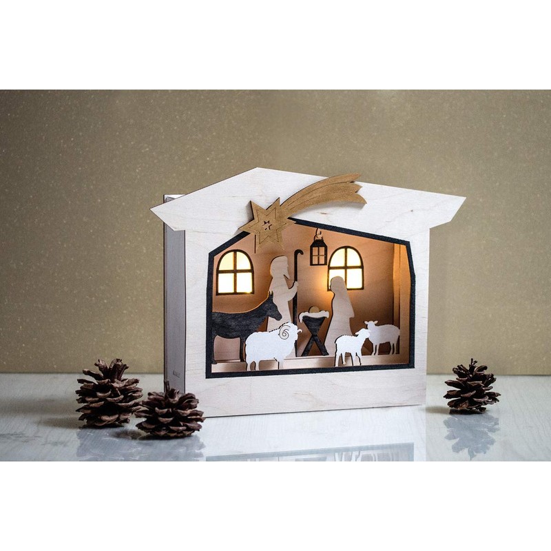 Rayher Shadow Box Building Kit with 3D Nativity Scene, DIY