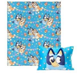NORTHWEST BBC Bluey, Party Pups, Silk Touch Throw Blanket, 50 x 60 inches with Plush Pocket Pillow, 14 x 20 inches