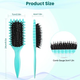 Curly Hair Brush for Women Men, Detangling Hairbrush with Boar Bristle, Curl Combs for Wet Hair, Curl Styling Brush Shaping, Separating and Enhancing Natural Curls with Cleaning Claw (Green)