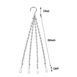 Heybe 4Pack - 24 Inch 4 Leads Hanging Chain with Hooks Flower Pot Chain Replacement Plant Hangers for Bird Feeders, Planters and Lanterns (Silver)