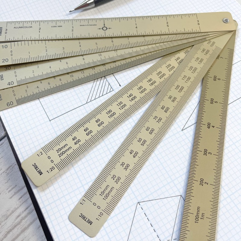 Alumicolor Aluminum Multi Function Drafting Scale for Architect, Drafting and