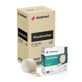 Dealmed Cotton Stockinette, 2” x 25 yds, Tubular Bandage Sleeve, Comfort Breathable Dressing for Skin Protection, Compression, Casts, Edema and Lymphedema Support (6 Rolls)