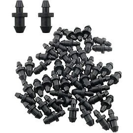 Ruiwaer 50pcs 1/4" Drip Tubing End Plugs for Home Garden Sprinkler Systems Drip Fitting, Double Barbed Goof Plugs for Drip Irrigation Drip Line Plug