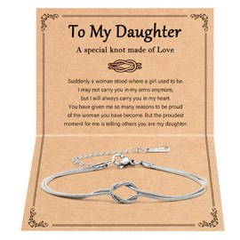 LANWLOSI To My Daughter Bracelet from Mom Bonus Daughter Bracelet Trendy Adjustable Silver Infinity Heart Brace-let Christmas Gifts Stocking Stuffers for Her