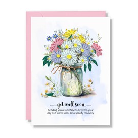 TUMYBee Get Well Soon Greeting Card, Flower Card for Get Well Soon, Speedy Recovery Card, Feel Better Card, 3D Quilling Card for Mom, Daughter, Grandma, Friend, Boss, Love with Envelop (Daisy)
