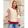 Glamaker Womens Crewneck Sweatshirt - Striped Color Block Drop Shoulder