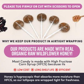 MommaBear Natural Sore Throat Relief Lollipops – Elderberry & Honey Kids Cough Lollipops – Organic Cough Kids Lolli Treats, No Artificial Additives – Tightly Sealed for Freshness (10 Pack)