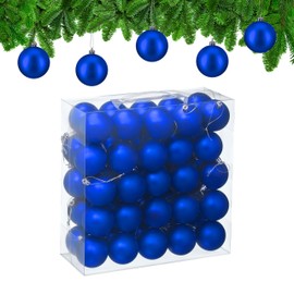 Relaxdays Christmas Baubles Set of 50, Christmas Decoration, Matte Design, Christmas Tree Baubles, Christmas Tree Decoration in Diameter 6 cm, Blue