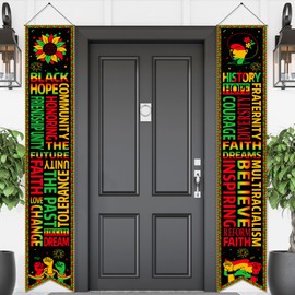 Wiooffen 2PCS Black History Month Door Banners Decorations February African American Inspirational Front Door Porch Sign Juneteenth Motivational Hanging Banner Wall Decor for Indoor Outdoor