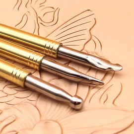 Exclusive Modeling Tools For Advance Leather Figure Carving with 6 Stylus Head Swivel Knife & Leather Stamp Helper Tools 3 Brass Steel