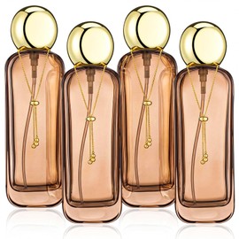 Gandeer 4 Pcs 4oz Luxury Glass Bottles with Pump Glass Toner Bottle with Gold Chain Perfume Spray Bottle Travel Lotion Vial with 2 Plastic Pump Head 2 Spray Head for Cosmetic Toner(Brown)