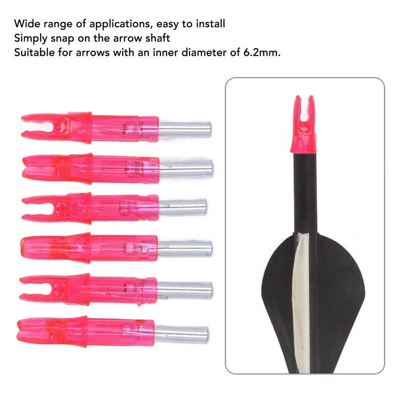 6Pcs Lighted Arrow Nocks High Visibility High Light Transmittance Waterproof