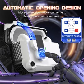 R-fun R-fun Compatible with AirPods Pro 2nd Generation 2023(USB-C),2022(Lightning Cable),1st Gen 2019 Charging Case, Full Drop Protection Auto Pop-Up Lid Design with Cleaner Kit,White