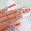 Handmade Press on Nails Power,Red & White Nails with Crystals,