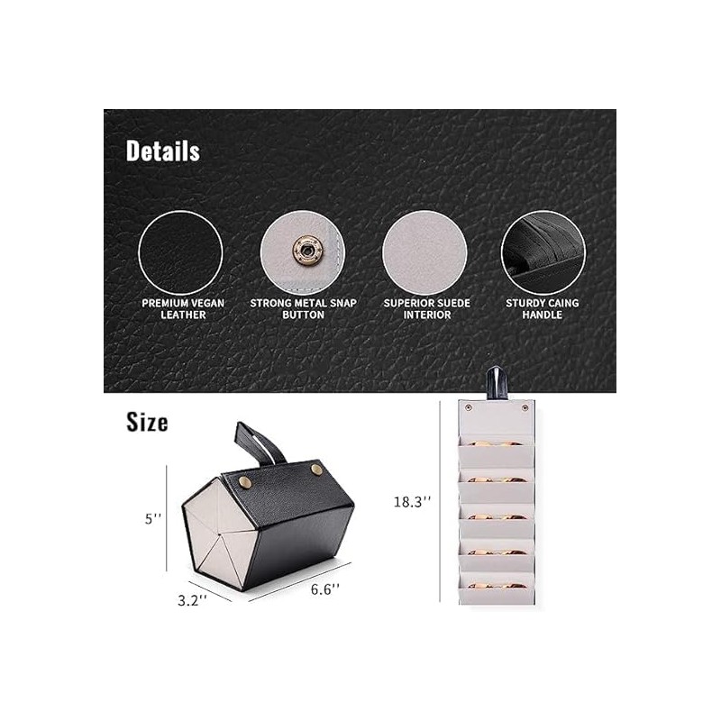 Sunglasses Travel Case, 5-Slot Glasses Storage Box, Foldable Glasses Storage