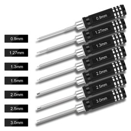 RC Tool Kit,7PCS Hex Precision Screwdriver Set with 0.9/1.27/1.3/1.5/2.0/2.5/3.0mm Hobby Tools Hexagon Wrench Repair Tools Compatible with SCX24 Traxxas Redcat RC Cars Trucks
