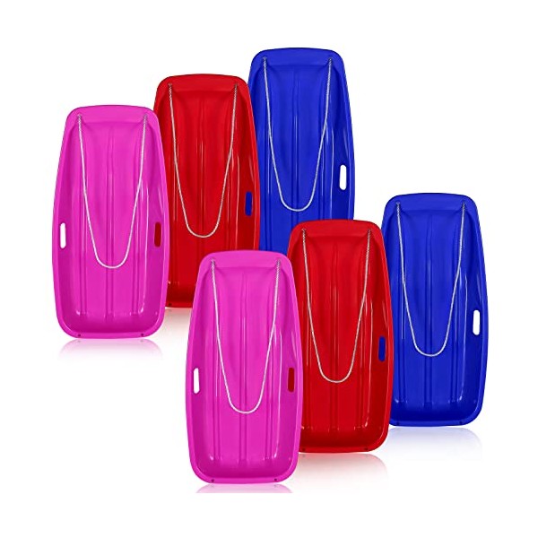 6 Pcs 35 in Plastic Snow Sled for Kids Adults