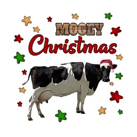 Mooey Christmas Highland Cow with Red Hat Classroom Wall Art Wall Sticker Watercolor Cow Black and White Self-Adhesive Home Decals for Suitcase Bedroom Kitchen Tumblers Vinyl 18in