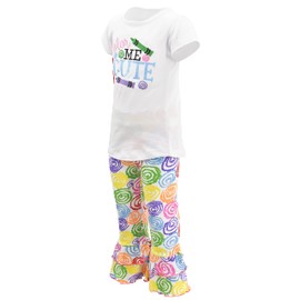 Unique Baby Girls Color Me Cute Back to Grade School Legging Set (5Y, Color Me)