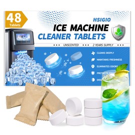 HSIGIO Ice Machine Cleaner Tablets (48 Pack) - Nickel Safe Descaler for Countertop & Portable Ice Makers Cleaning- Removes Hard Water Buildup, Odor-Free - 2 Years Supply - Compatible with Most Brands