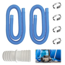 Pool Pump Replacement Hose, Pack of 2 Pool Hose 32 mm Inner Diameter Length 150 cm, with 4 Safety Clips, Pool Hose for Pool Pumps, Filter Replacement Hose, for Pool and Swimming Pool (Blue)