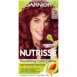 Garnier Nutrisse Permanent Nourishing Hair Color Creme 66 True Red Color 1 Count
