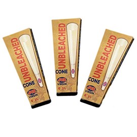3 x Job Virgin Unbleached Cones Ultra Thin Cones - 1 1/4 Size (6 Pack) - Total of 18 Cones