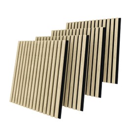 Casaphoria 4 Pack 23.6" x 23.6" Wood Slat Wall Panels, Soundproof Wooden Wall Panels, Acoustic Panels for Wall, 3D Fluted Wood Panels for Interior Wall Decor, Living Room, Bedroom, Office, Oak