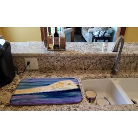 Caroline's Treasures SS8814DDM Golden Retriever Dish Drying Mat Absorbent Dish Drying Mat Pad for Kitchen Counter Dish Drainer Mat for Countertop, 14 x 21", Multicolor