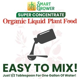 Organic Liquid Plant Food for Indoor Plants & Gardens, Natural NPK Fertilizer w/Beneficial Microbes, Fulvic, Rapid Results, Vegan, Best Value Super Concentrate, Smart Grower, Makes 80 gallons