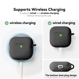 Earbuds Case Cover mit Reinigungsset, weiche Silikonhülle mit Schlüsselanhänger, Vollschutzhülle für Männer und Frauen, schwarz