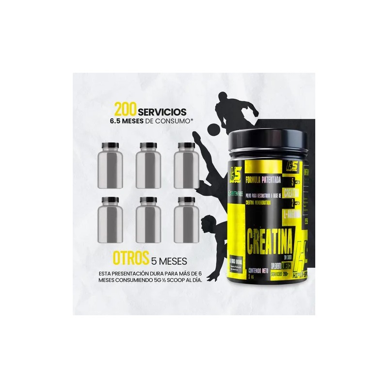 Creatina Monohidratada Hs 1kg 200servicios Hiper Sport Full