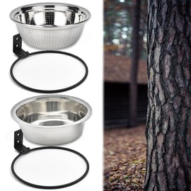 Sturdy and Easy Clean Feeders for Outdoor. Squirrel and Bird Feeder for Outside Tree/Fence(2 Pack), Removable Metal Bowl Feeder, with Drainage Holes, Adding 1 for Squirrel Watering or Bird Bath/Swim